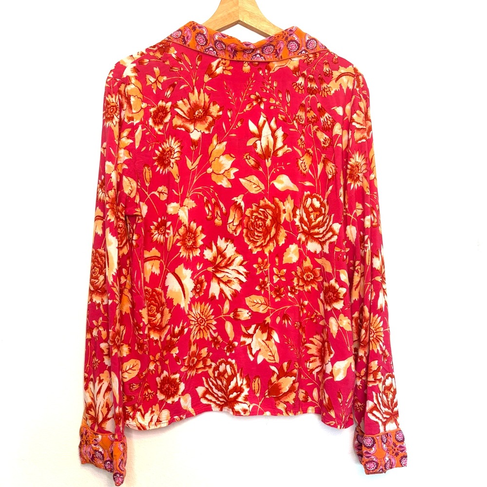 Anthropologie Kari Floral 100% Rayon Long Sleeve Sleep Top, Size XL - Picture 3 of 7